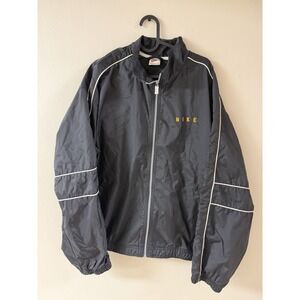Vintage 90's Nike Windbreaker Black Gold Mini Swoosh Embroidered Back Hit Large